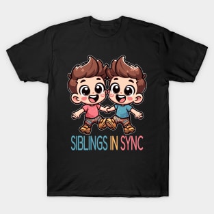 Match and Mischief: Twin Siblings Delight T-Shirt